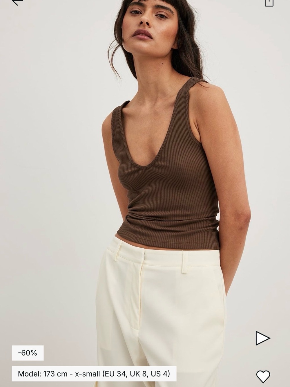 NA-KD V Neck Ribbed Tank Top